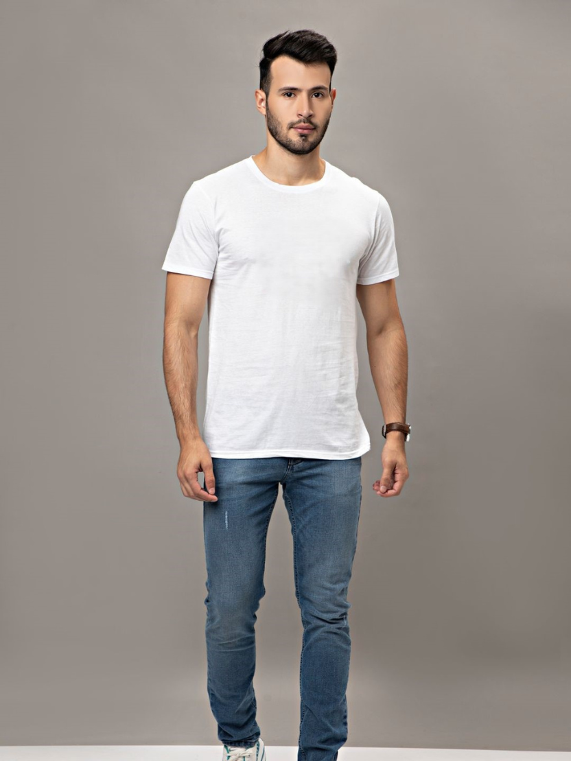 Sthula's Men White Cotton T-Shirt