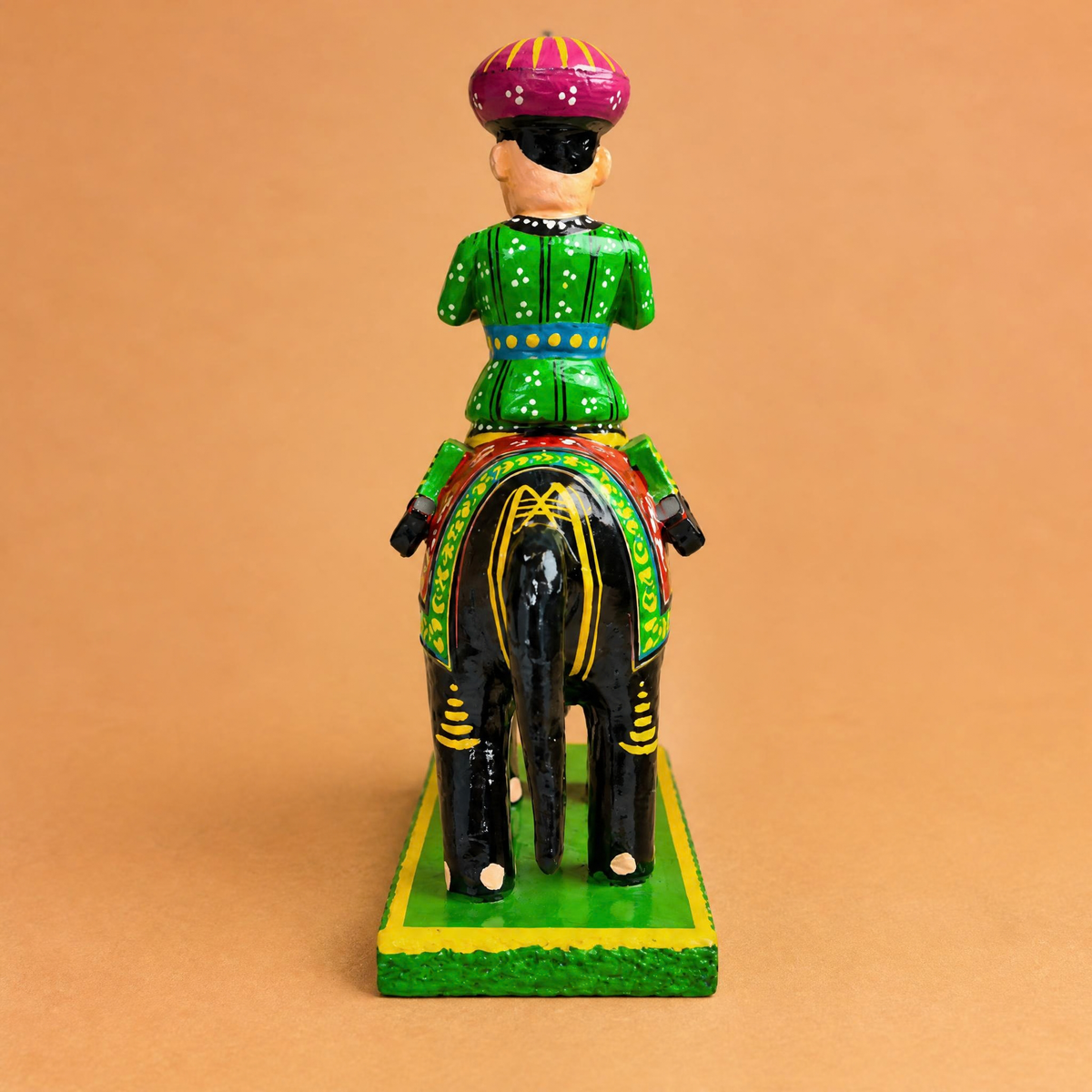 Sthula's Multicolor Wooden Elephant Rider Decorative Showpiece