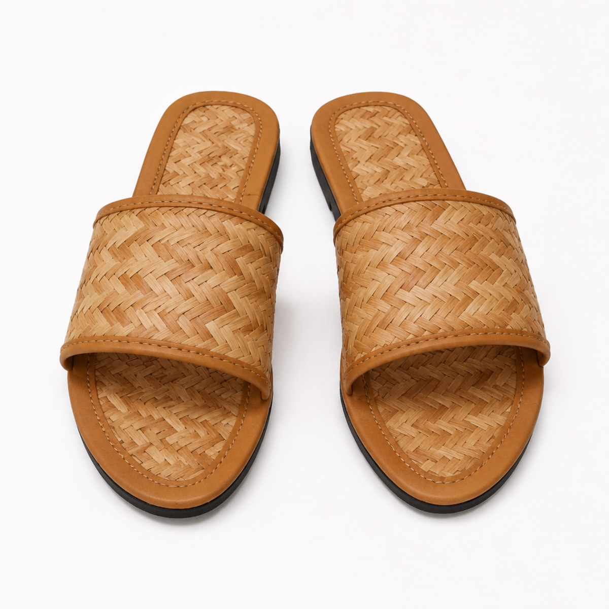 Sthula's Women’s Woven Strap Flat Slip-On Sandals – Tan