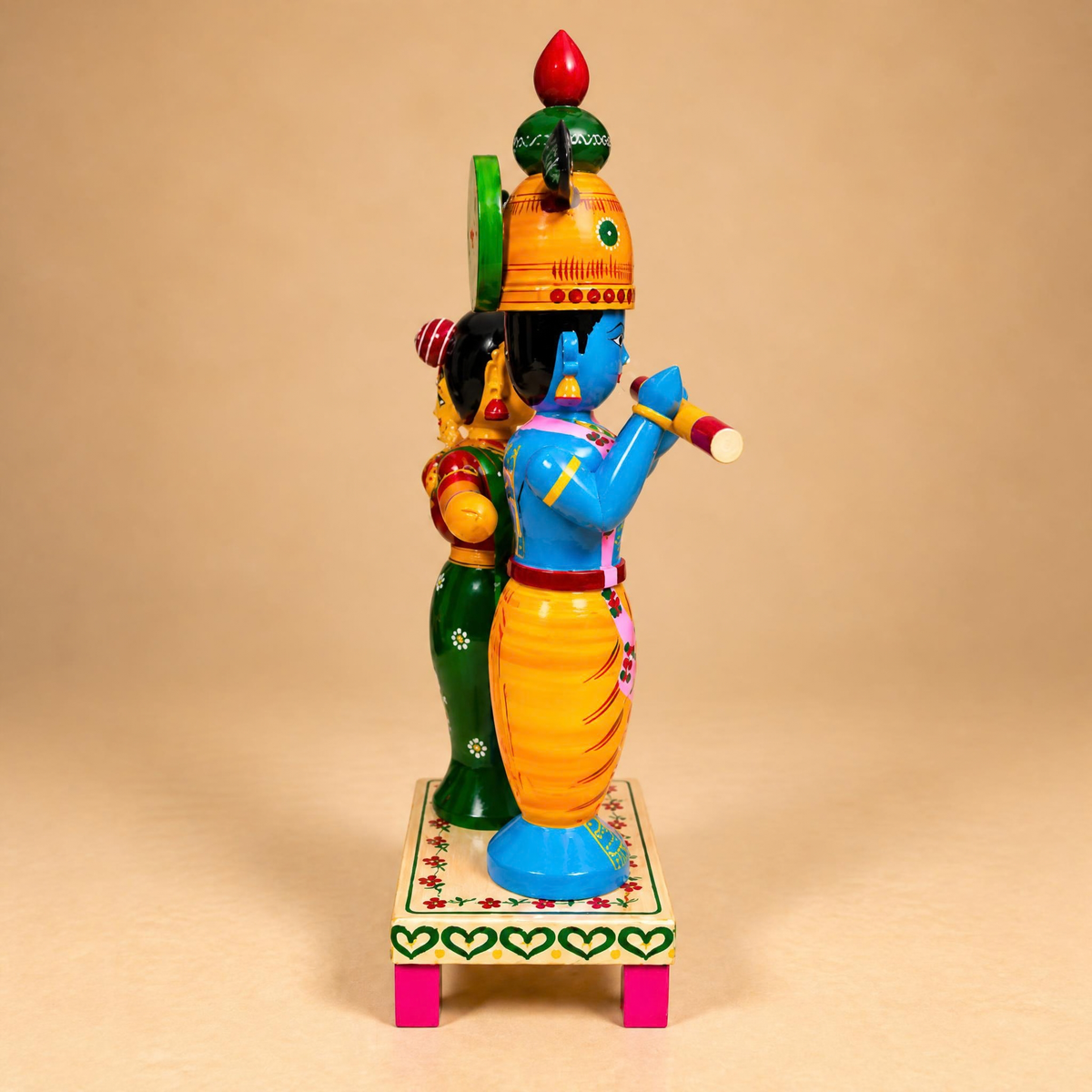 Sthula's Multicolor Wooden Krishna Radha Decorative Showpiece