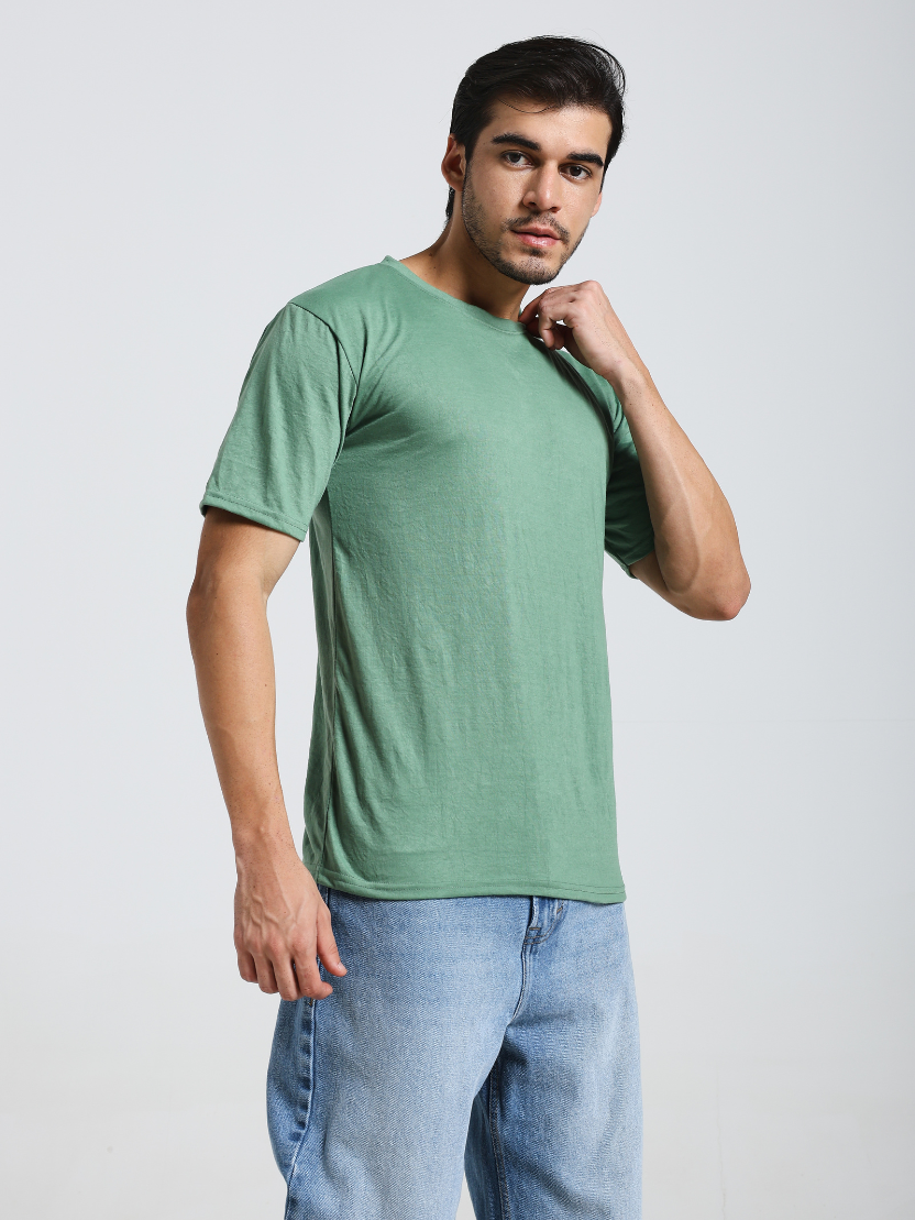 Sthula's Men Baggy Green Cotton T-Shirt
