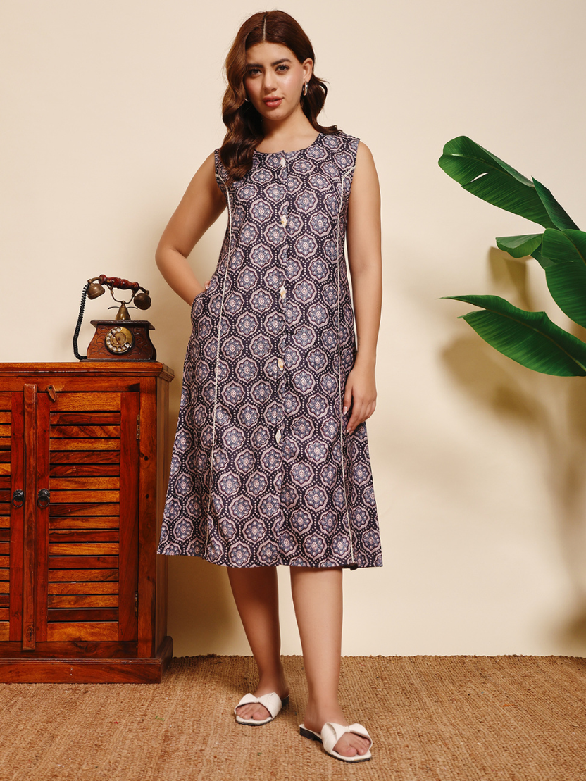 Sthula's Dark Blue Cotton Dress