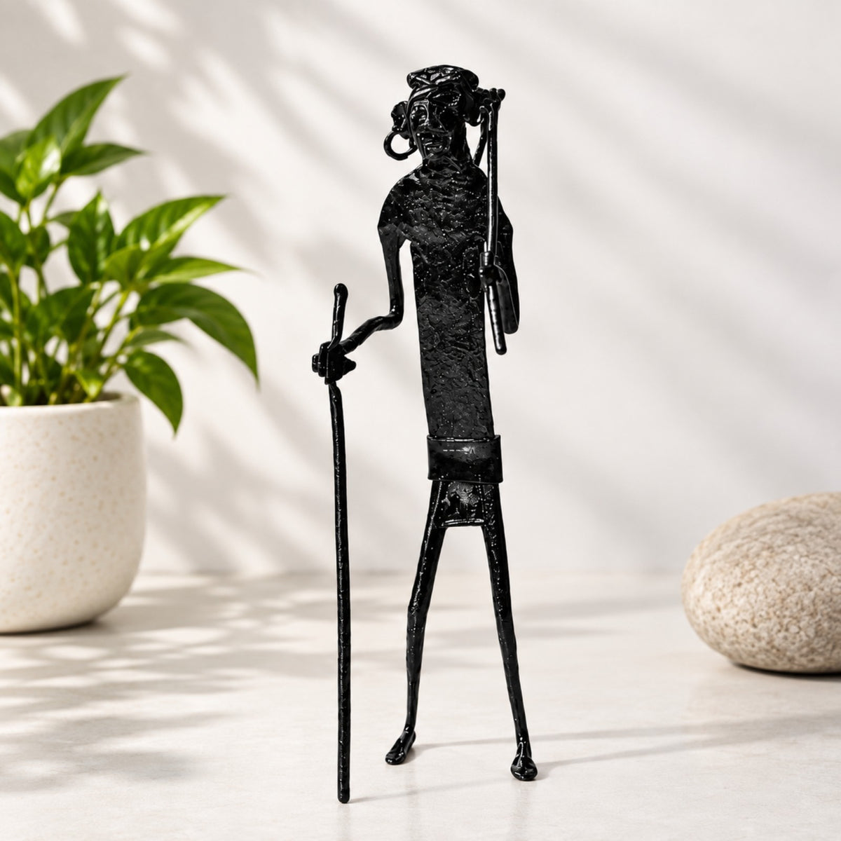 Sthula's  Handmade Black Metal Tribal Man Figurine