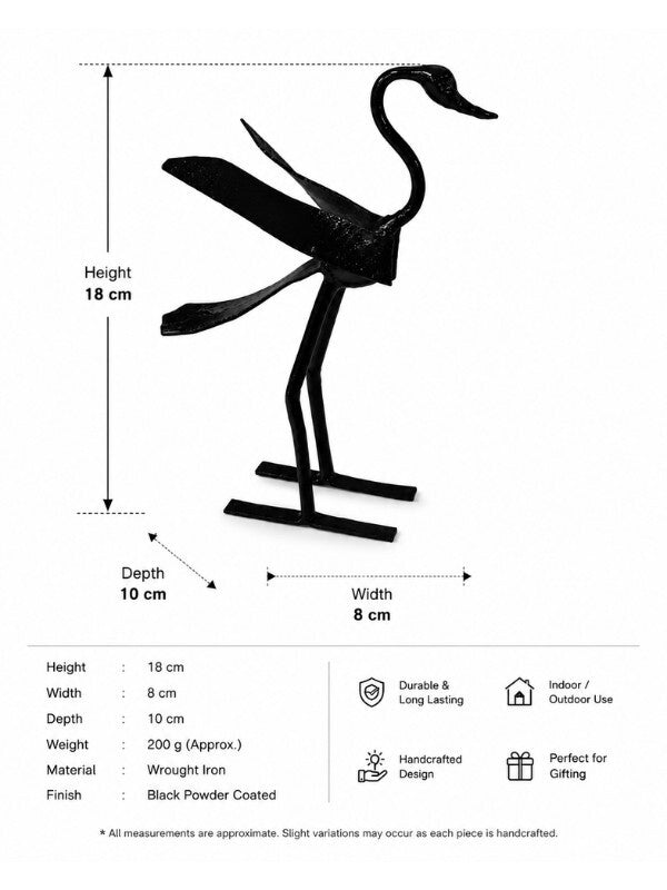 Sthula's Handmade Metal Crane Bird Figurine