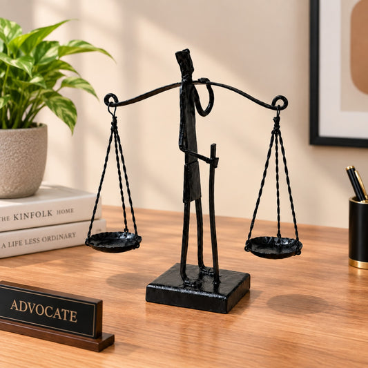 Sthula's Handmade Black Metal Balance Scale Showpiece