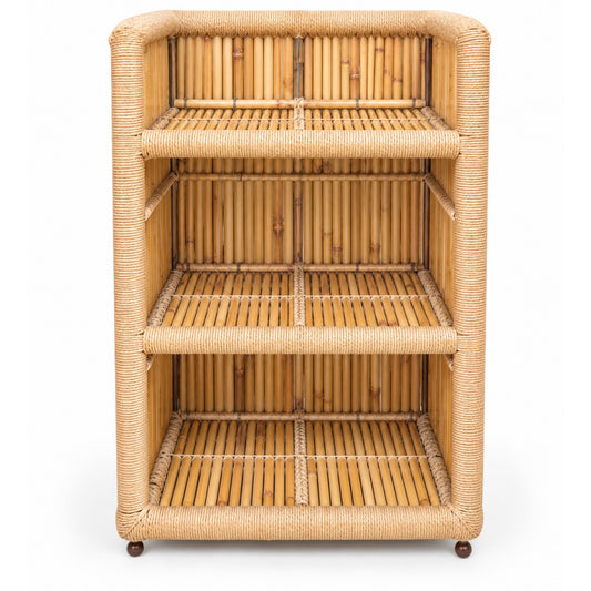 Sthula's Cane Bamboo Shoe Rack – Natural Brown 3 Tier Handcrafted Footwear Organizer