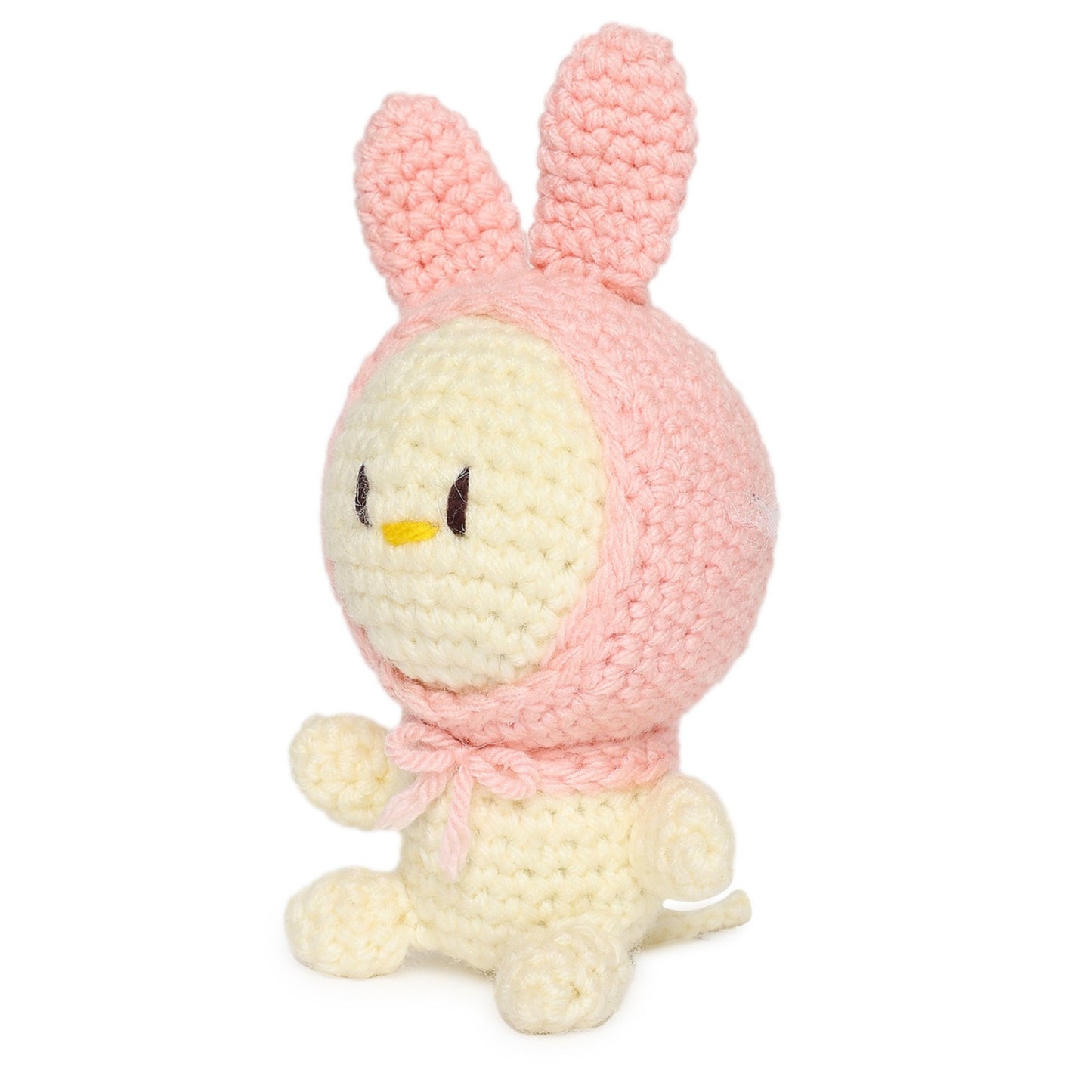 Sthula's  Handmade Crochet Pink Bunny Doll with Soft Cream Body