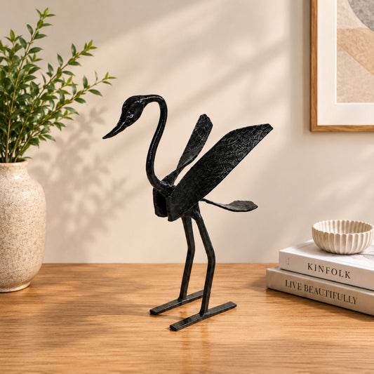 Sthula's Handmade Black Metal Swan Figurine