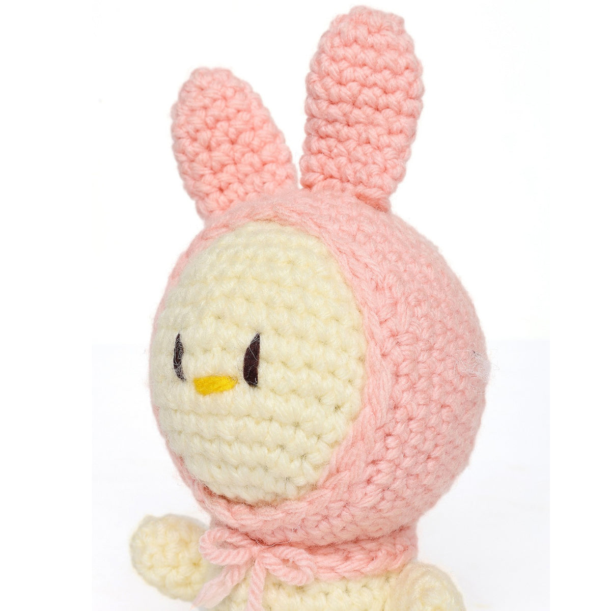 Sthula's  Handmade Crochet Pink Bunny Doll with Soft Cream Body