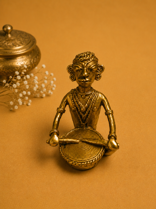 Sthula's Brass Tribal Musician Figurine