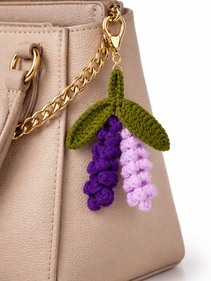 Sthula's Handmade Purple & Lavender Wool Floral Keychain