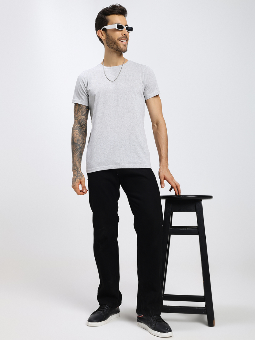 Sthula's Men Grey Cotton T-Shirt