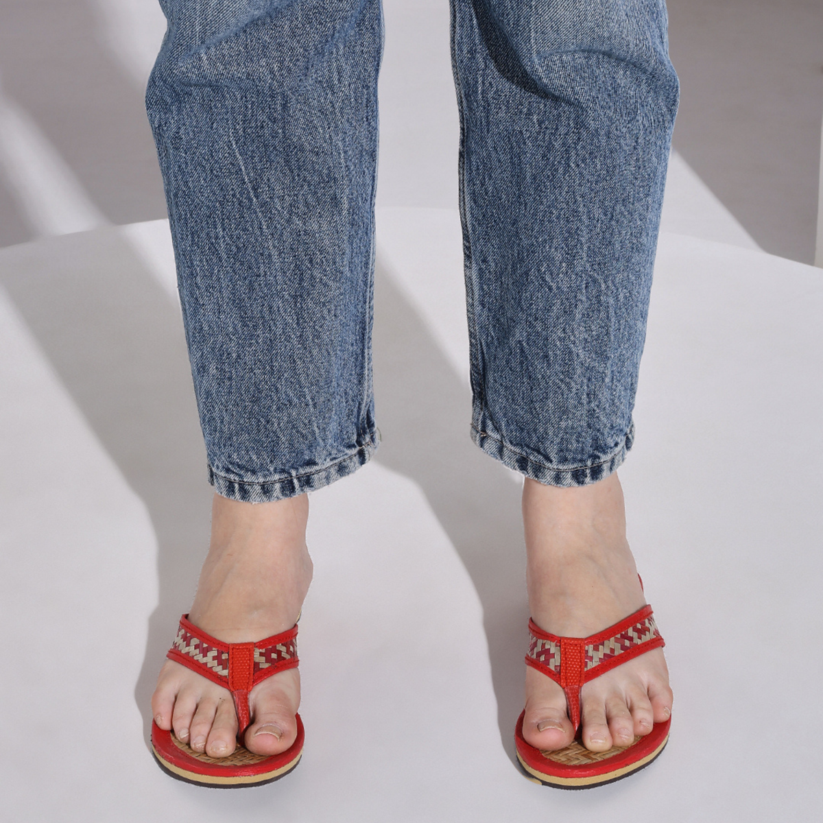 Sthula's  Women’s Woven Toe Loop Flat Sandals – Red