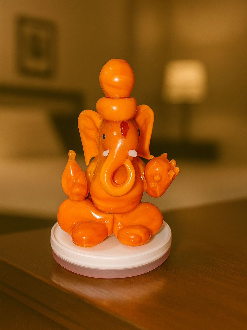 Sthula's Handcrafted Orange Lord Ganesha Idol Showpiece