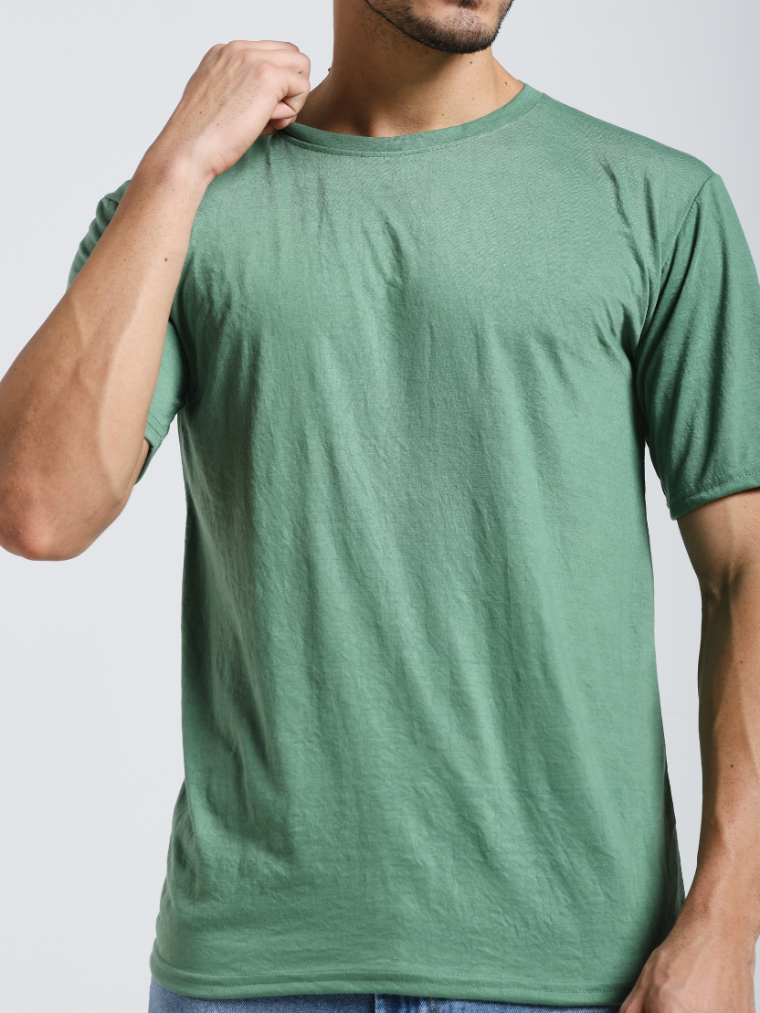 Sthula's Men Baggy Green Cotton T-Shirt