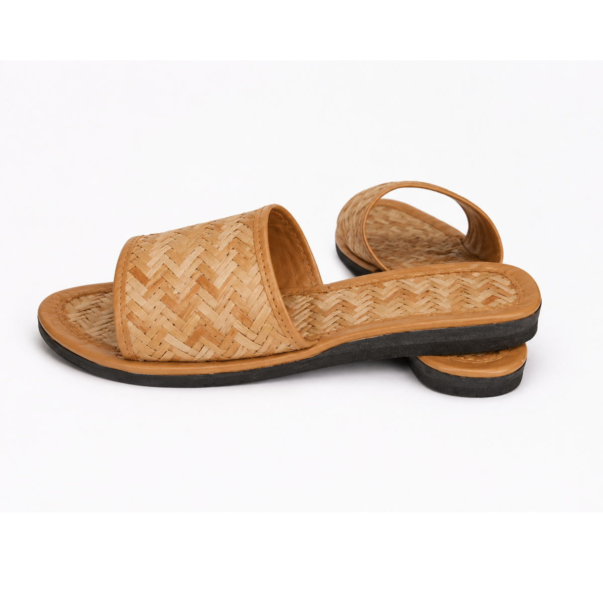 Sthula's Women’s Woven Strap Flat Slip-On Sandals – Tan