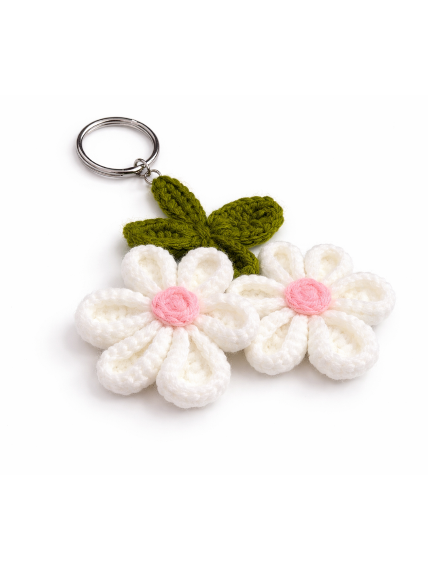 Sthula's Handmade Daisy Floral Wool Keyring