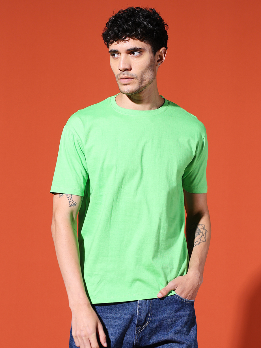 Sthula's Men Perrot Green Cotton T-Shirt