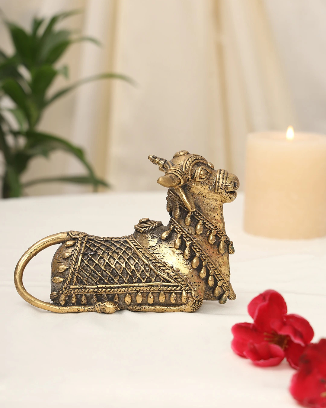 Sthula's Handcrafted Dokra Metal Cow Showpiece