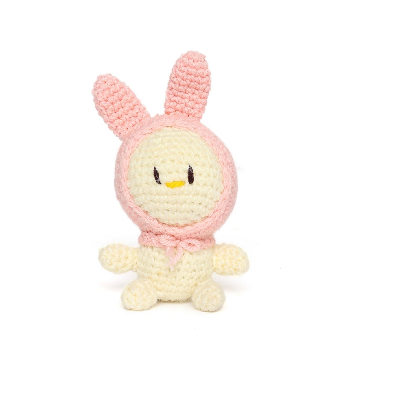Sthula's  Handmade Crochet Pink Bunny Doll with Soft Cream Body