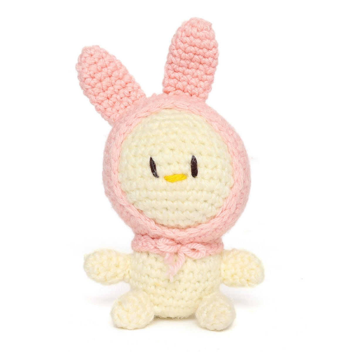 Sthula's  Handmade Crochet Pink Bunny Doll with Soft Cream Body