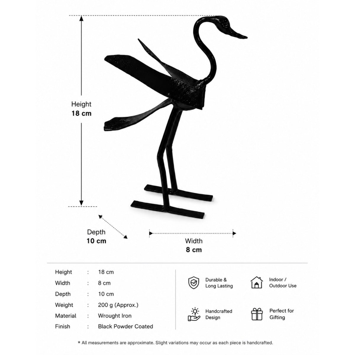 Sthula's Handmade Black Metal Swan Figurine