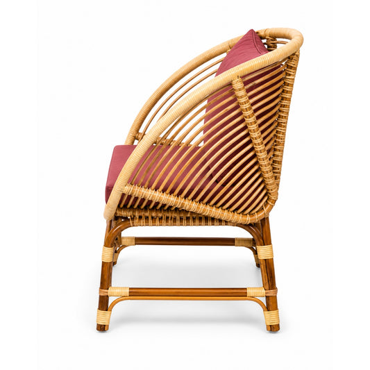 Sthula's  Rattan Cane Accent Chair – Natural Brown Handcrafted Lounge Chair