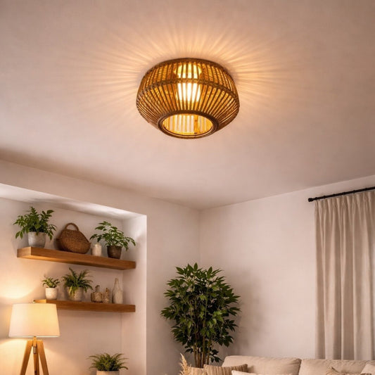 Sthulas' Handmade Bamboo Woven Brown Pendant Ceiling Light