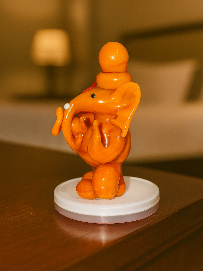 Sthula's Handcrafted Orange Lord Ganesha Idol Showpiece