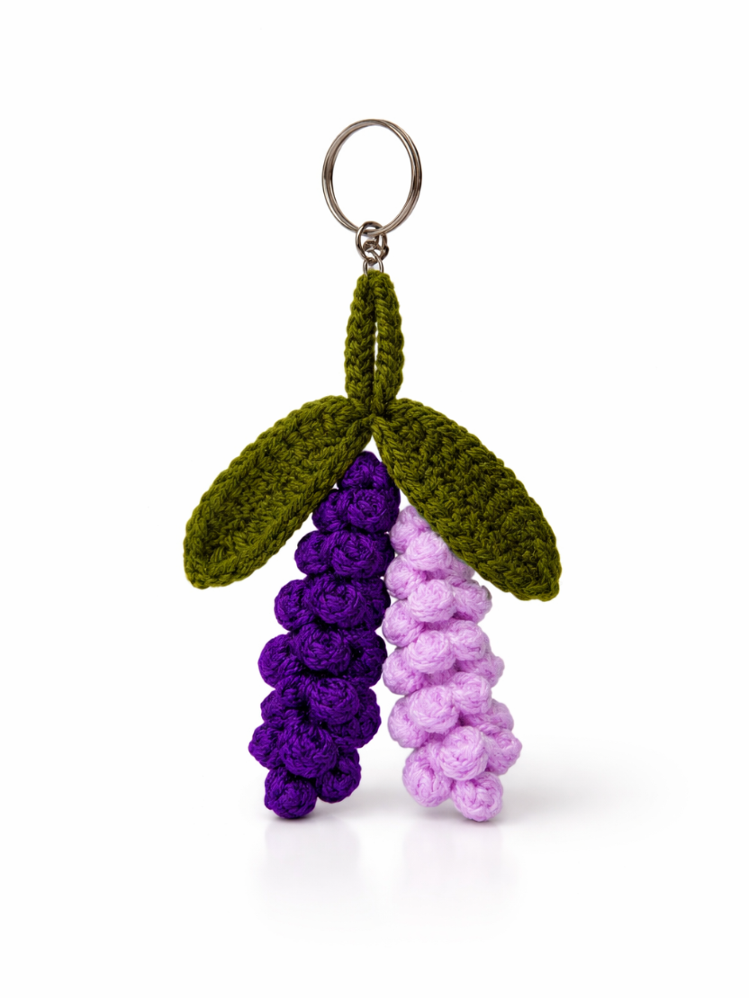 Sthula's Handmade Purple & Lavender Wool Floral Keychain