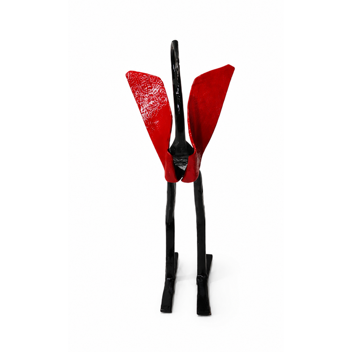 Sthula's Handmade Black and Red Metal Swan Figurine