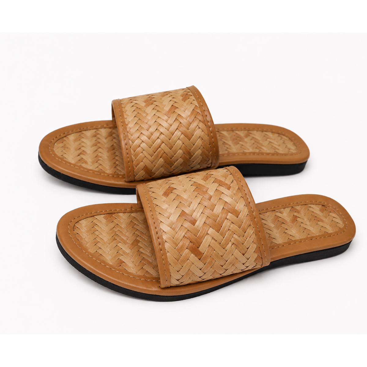 Sthula's Women’s Woven Strap Flat Slip-On Sandals – Tan