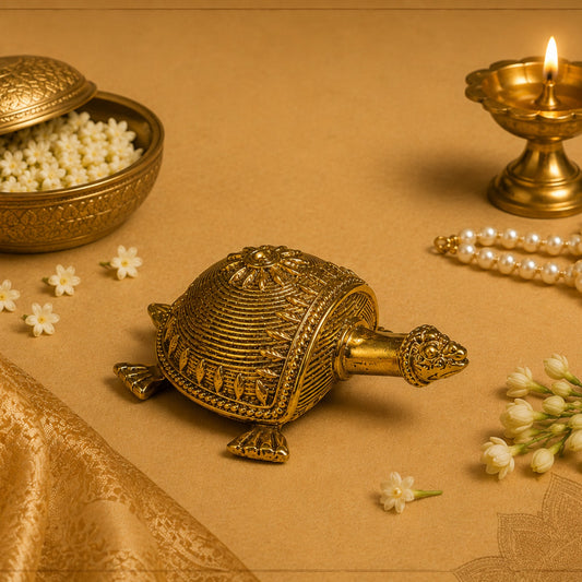 Sthula's Antique Brass Tortoise Statue – Traditional Decorative Turtle Figurine