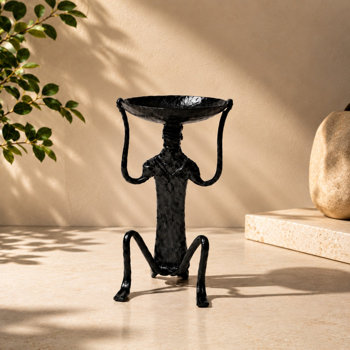 Sthula's Handmade Black Metal Human Candle Holder