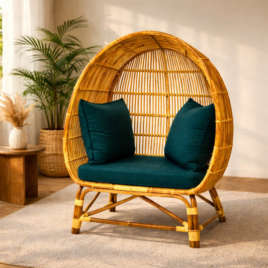 Sthula's Rattan Cane Peacock Chair – Natural Brown Handcrafted Lounge Chair