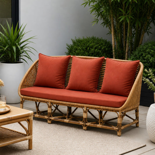 Sthula's Rattan Cane 3 Seater Sofa – Natural Brown