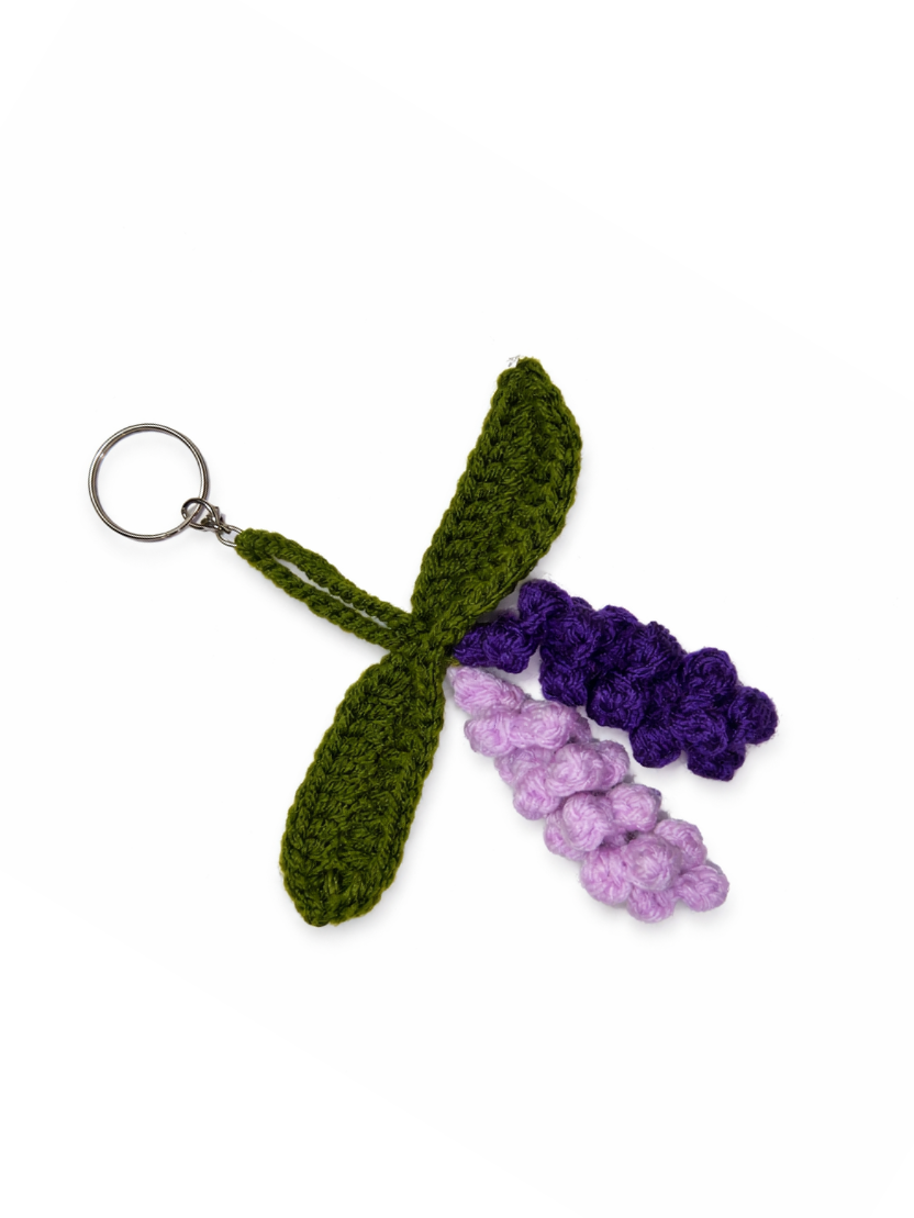 Sthula's Handmade Purple & Lavender Wool Floral Keychain