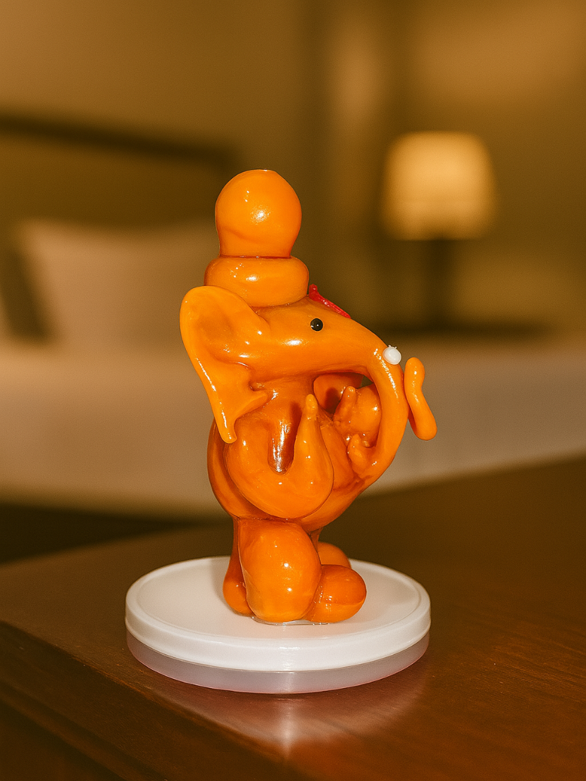 Sthula's Handcrafted Orange Lord Ganesha Idol Showpiece