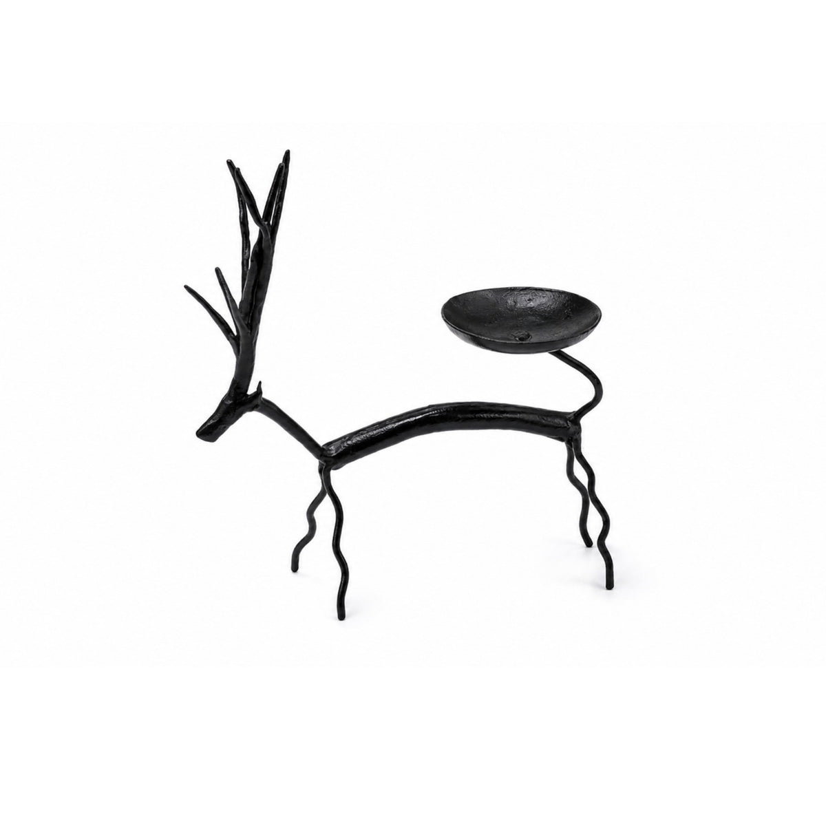 Sthula's Handmade Black Metal Deer Candle Holder