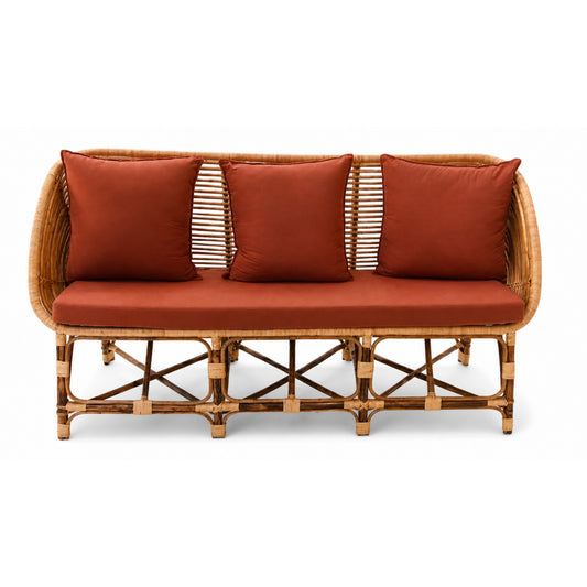 Sthula's Rattan Cane 3 Seater Sofa – Natural Brown