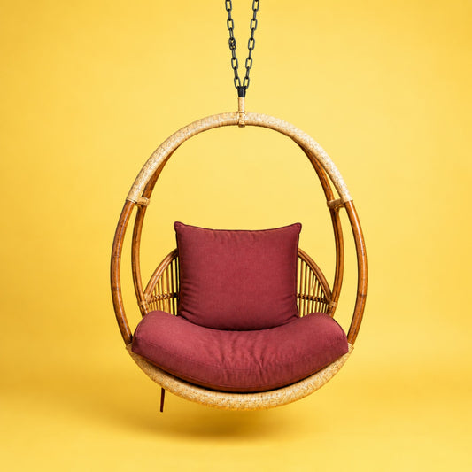 Sthhula's Rattan Hanging Swing Chair – Natural Brown Cane Egg Chair