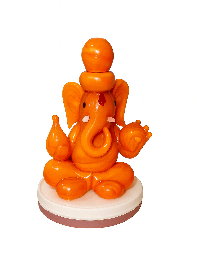 Sthula's Handcrafted Orange Lord Ganesha Idol Showpiece