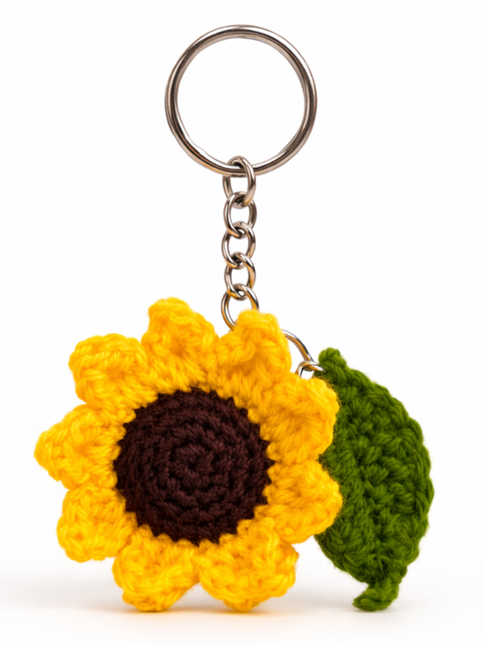 Sthula's Handmade Crochet Sunflower Wool Keychain