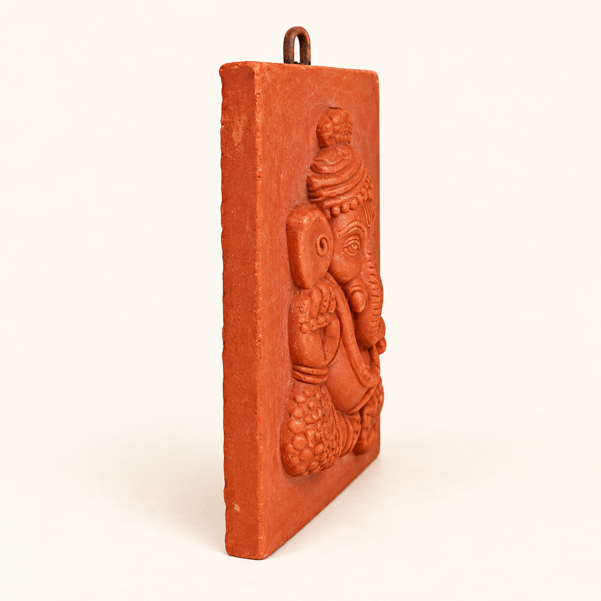Sthula's Handmade Terracotta Orange Ganesha Wall Hanging