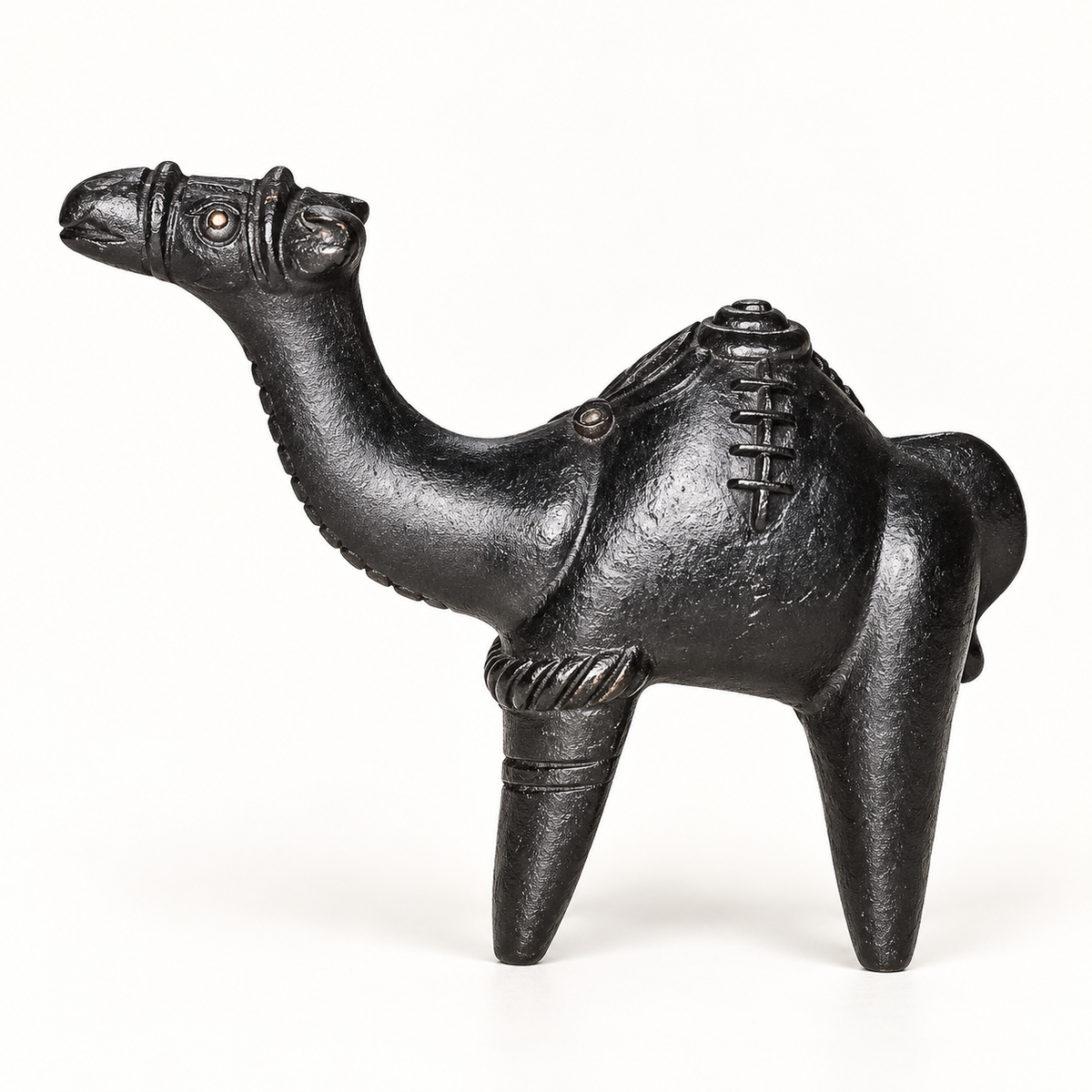 Sthula's Handmade Black Terracotta Camel Figurine