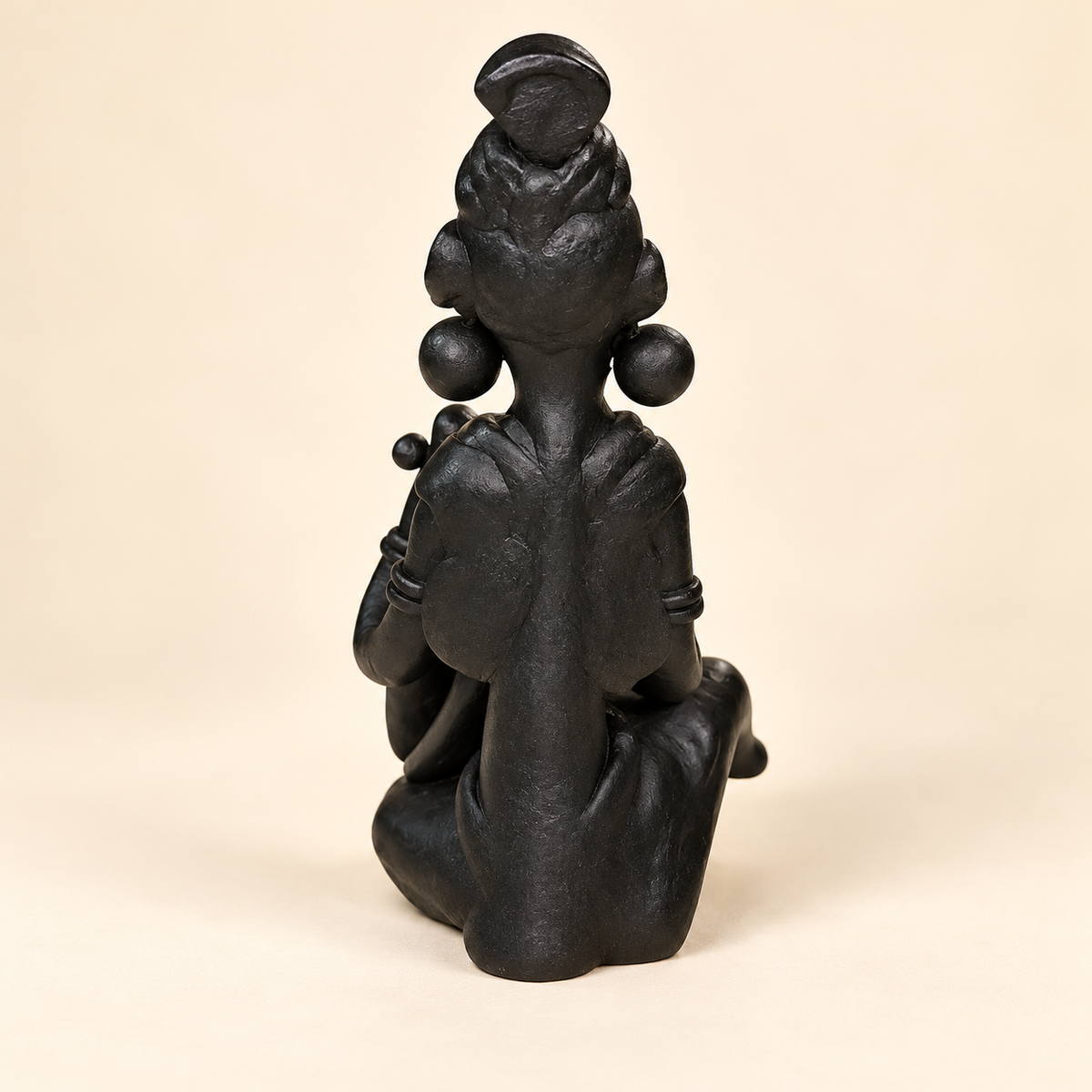 Sthula's Handmade Black Terracotta Tribal Musician