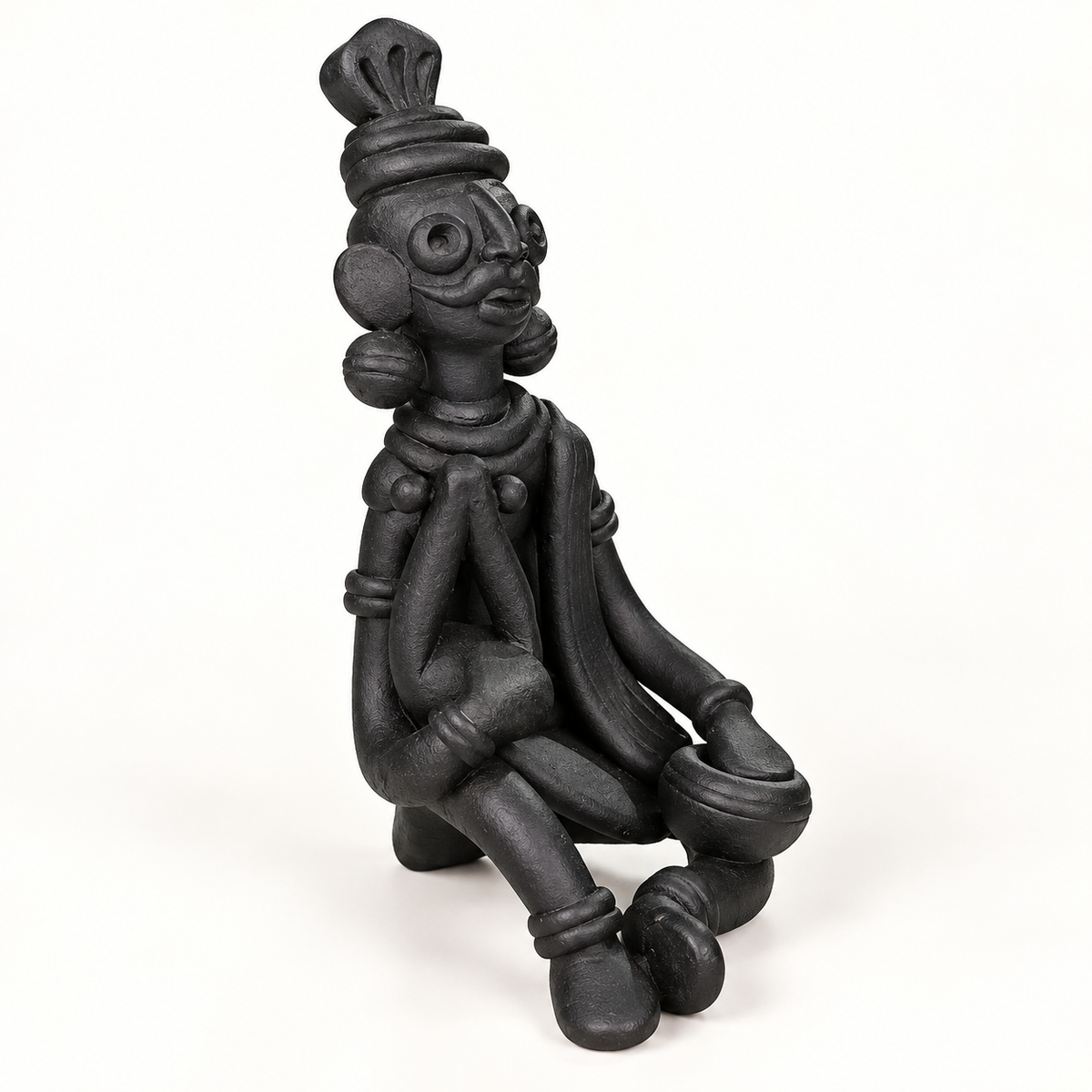 Sthula's Handmade Black Terracotta Tribal Figurine