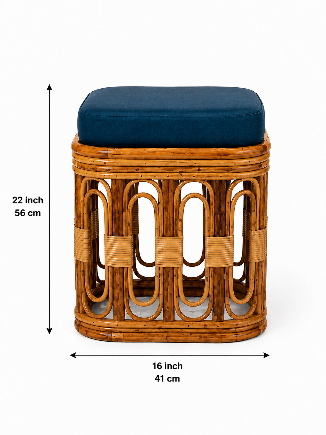 Sthula's Handcrafted Bamboo & Cane Accent Stool – Brown