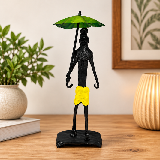 Sthula's Handmade Tribal Man with Umbrella Figurine