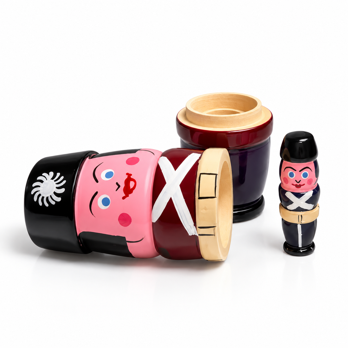 Sthulas Multicolor Wooden Soldier Nesting Doll Set